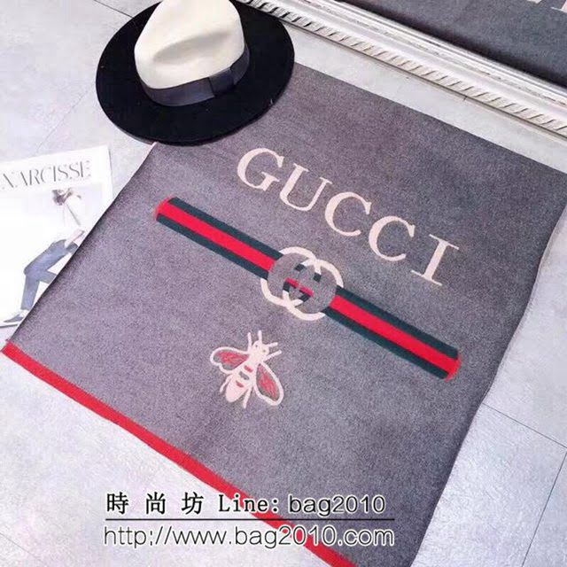 GUCCI古馳 彩須系列 2018秋冬新款系列羊毛混紡圍巾 雙面可用 LLWJ6424